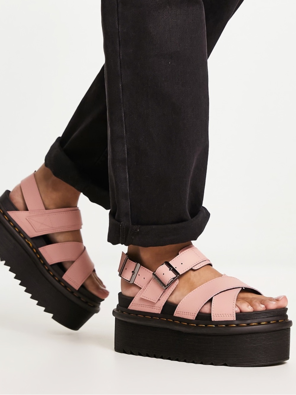 Dr. Martens Voss II Athena Leather Strap Platform Peach Beige Women’s size 8 NEW - Picture 13 of 13